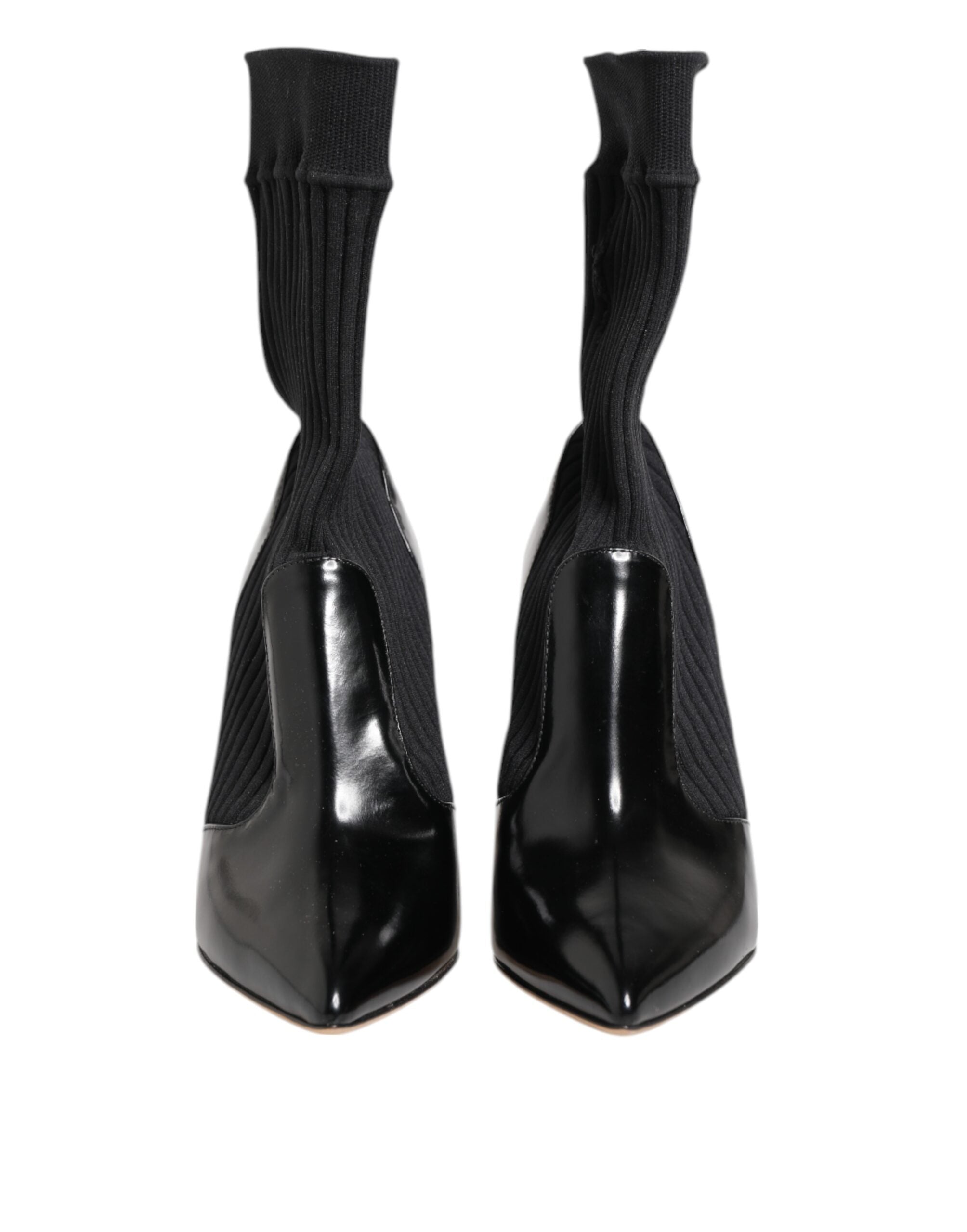 Dolce & Gabbana Black Stretch Stilettos Booties Socks Shoes