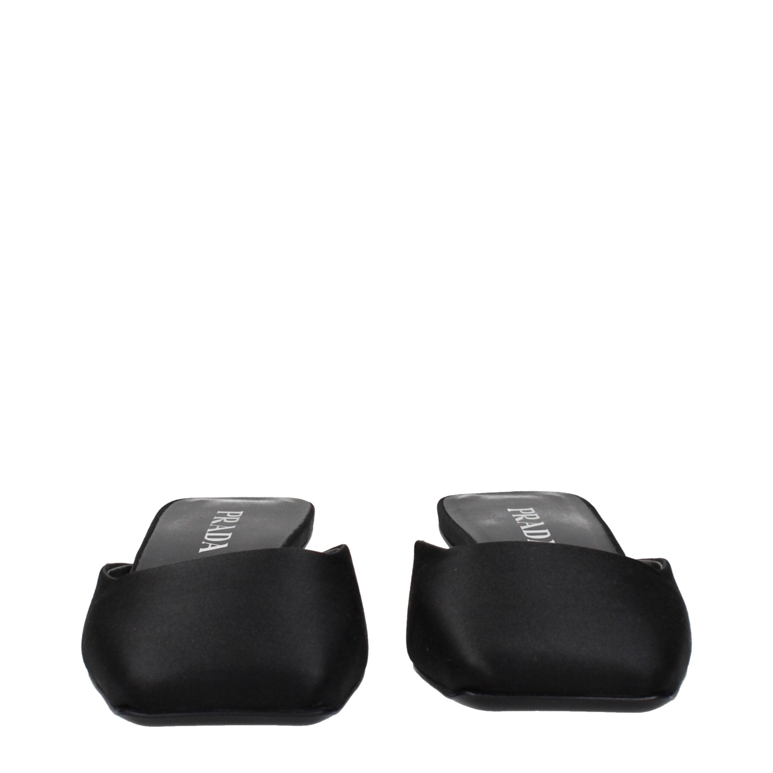 Prada Black Satin Flat Sandals