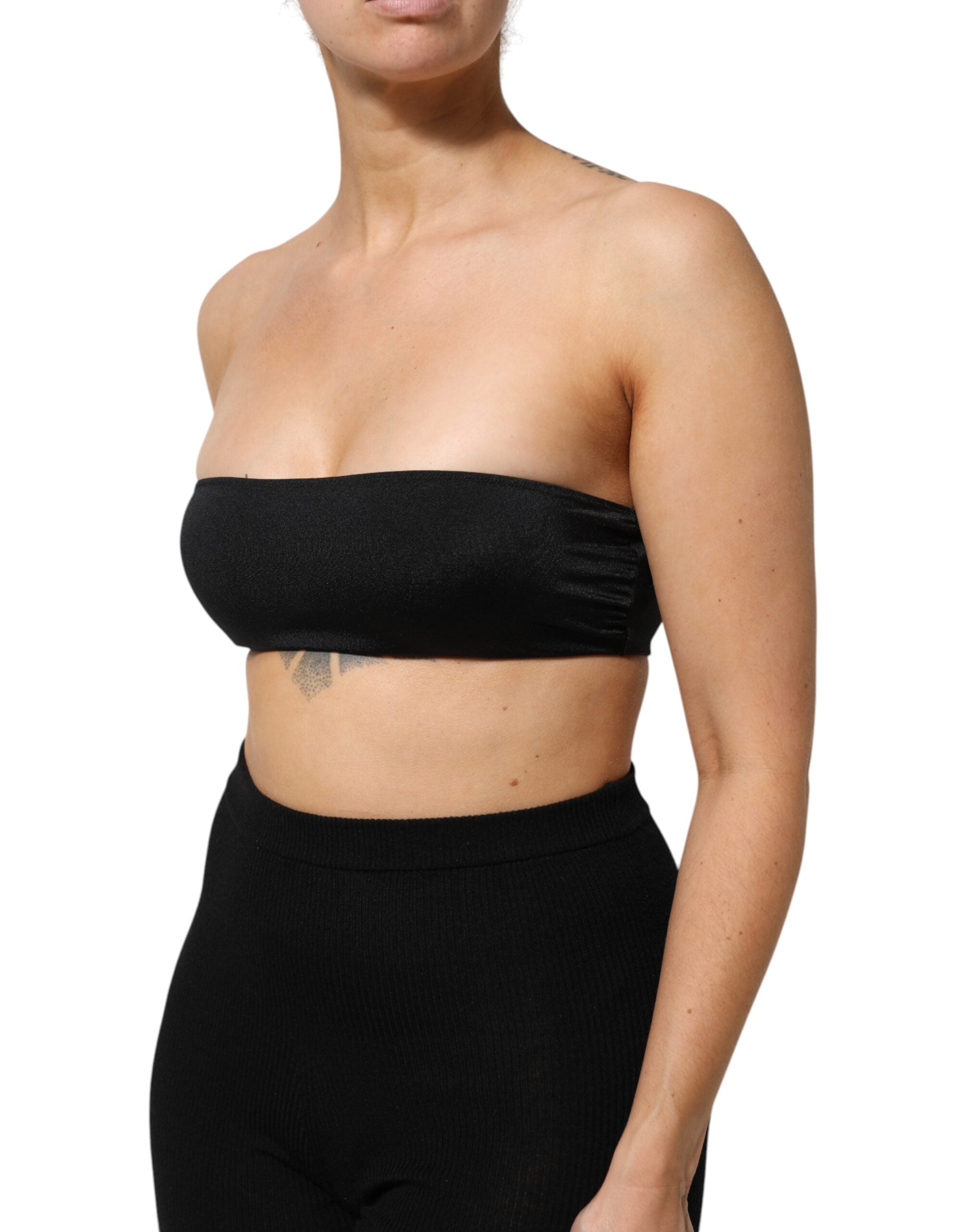 Dolce & Gabbana Black Nylon Blend Bandeau Strapless Tube Top