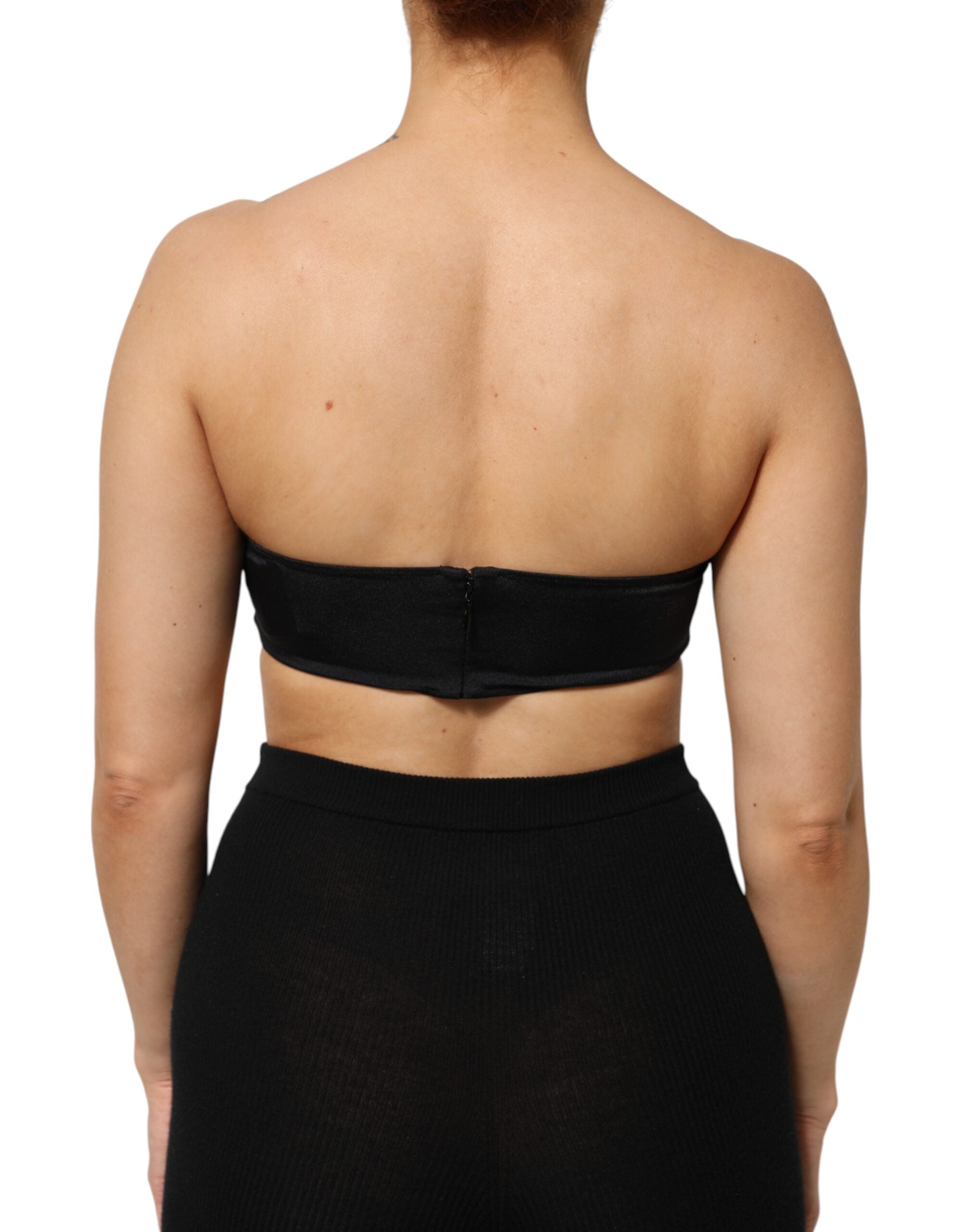 Dolce & Gabbana Black Nylon Blend Bandeau Strapless Tube Top