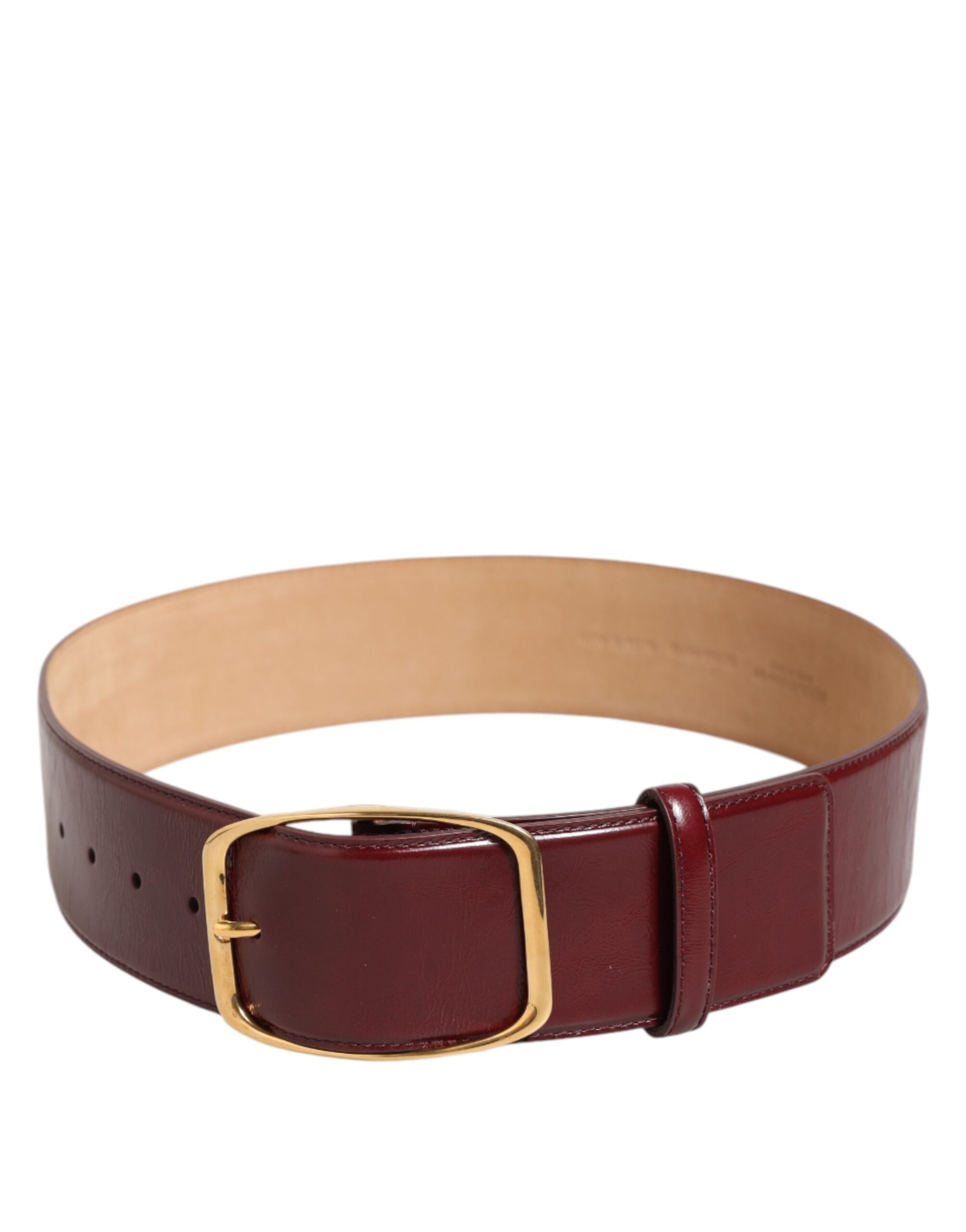 Dolce & Gabbana Burgundy Leather Gold Metal Buckle Women Belt