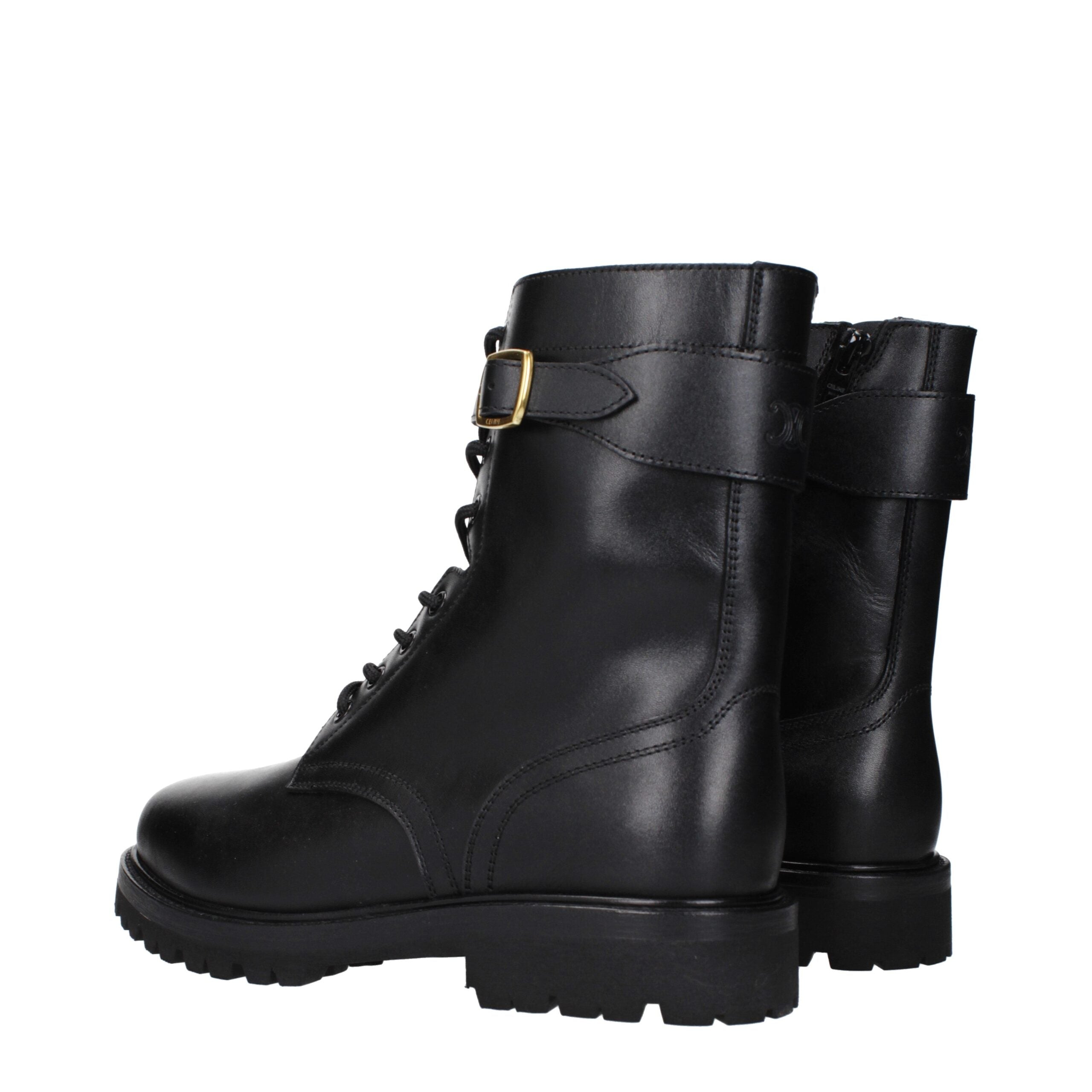 Celine Black Leather Ankle Boots