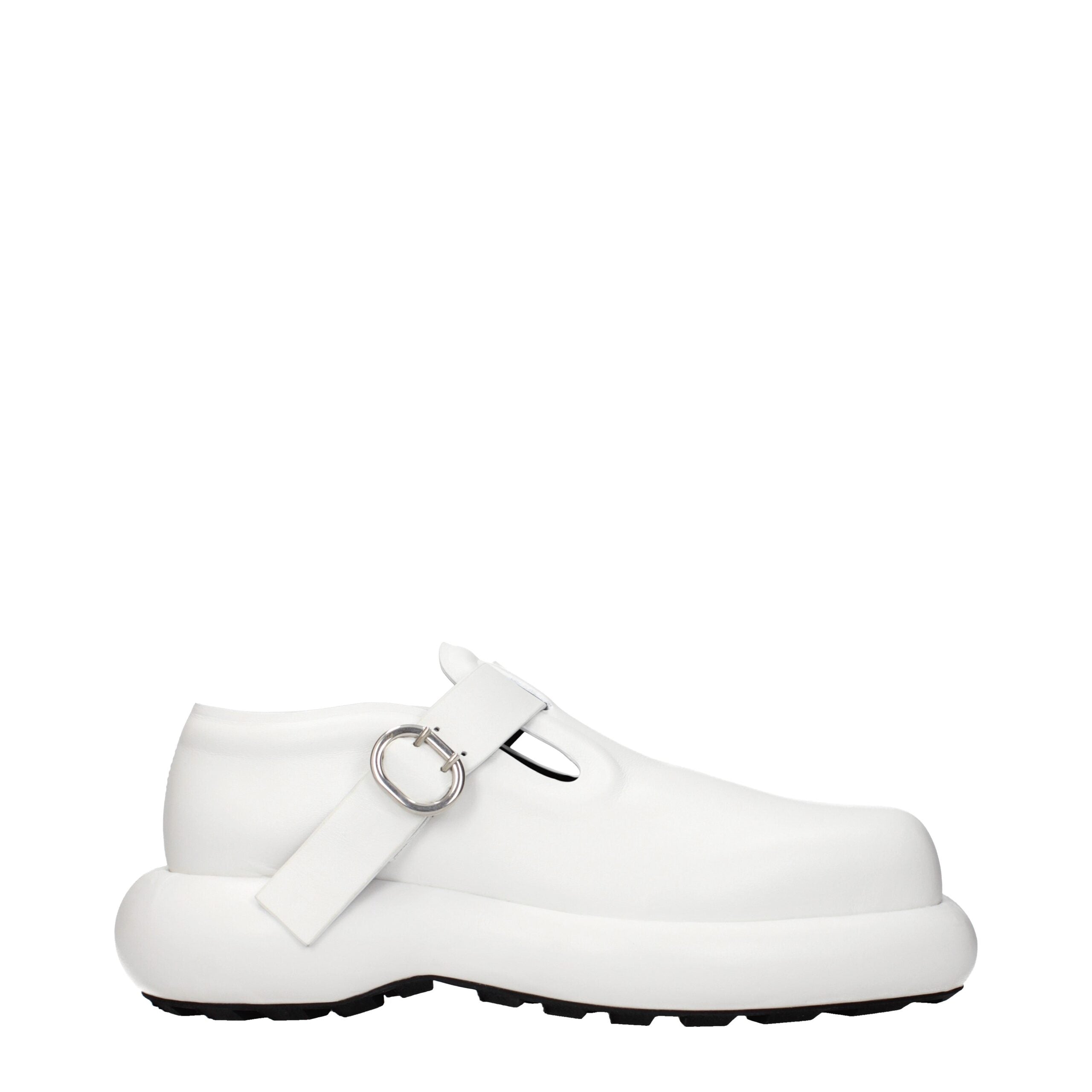Jil Sander White Leather Slip-On Loafers