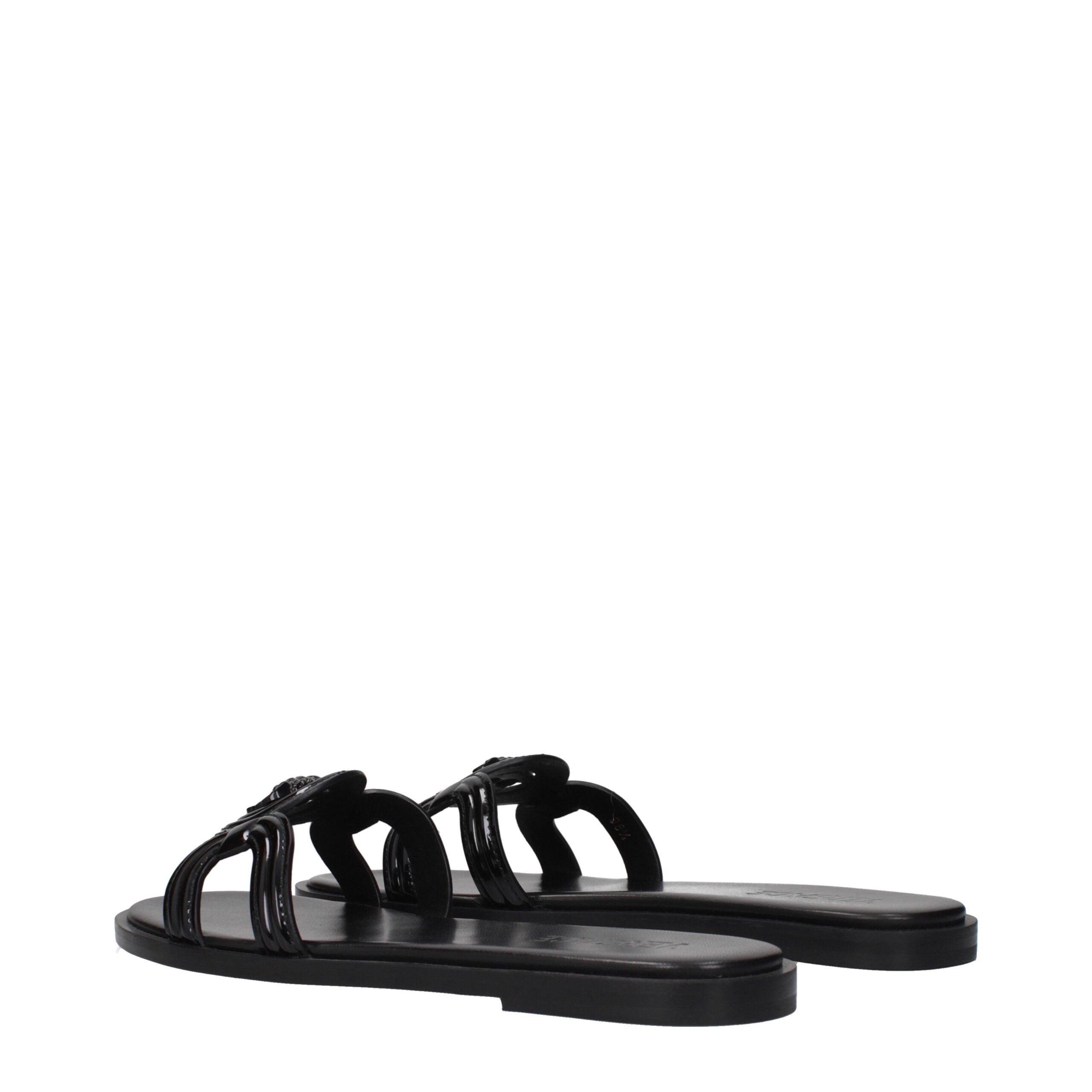 Versace Black Leather Slippers