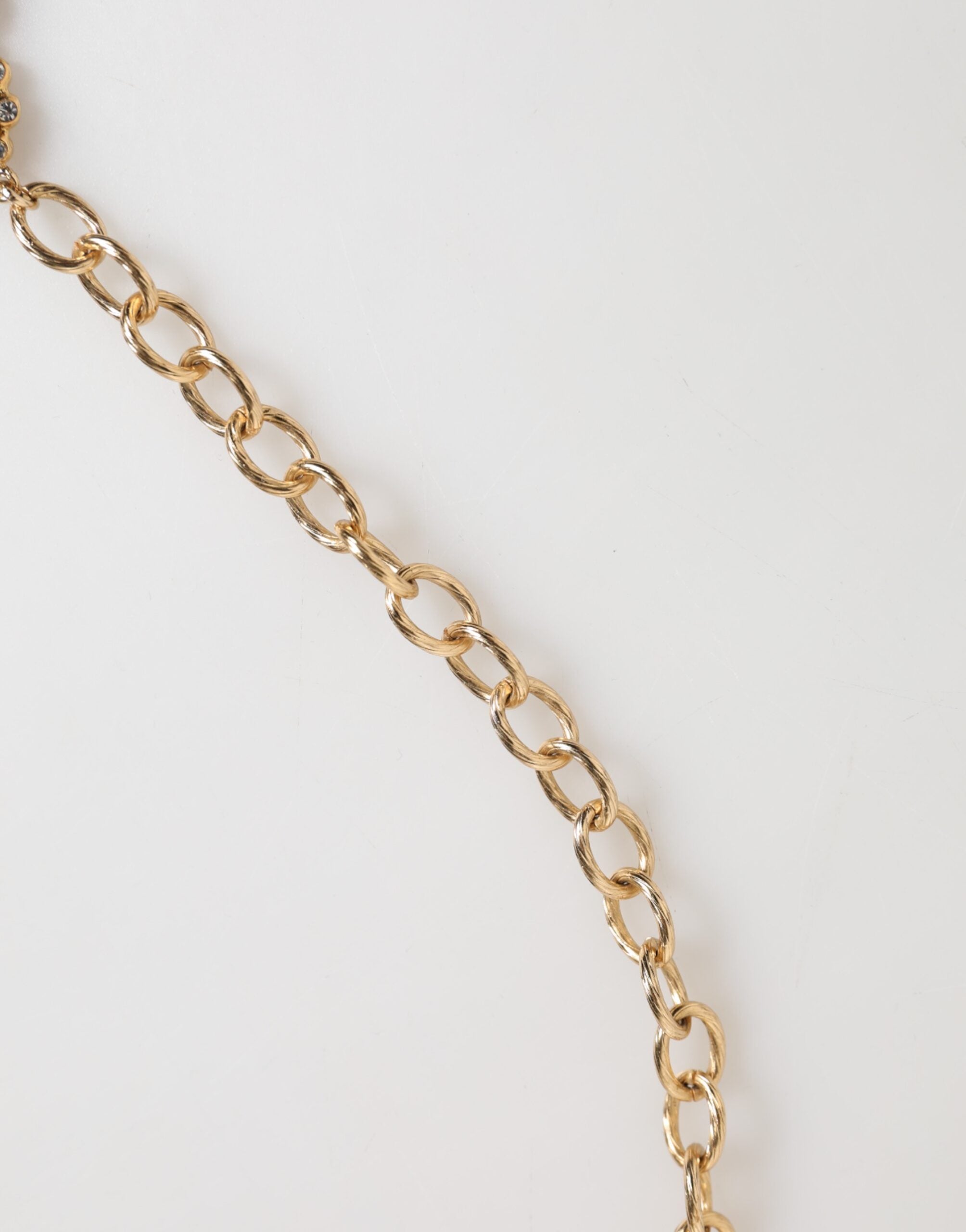 Dolce & Gabbana Gold Crystal Clock Pendant Statement Jewelry Necklace