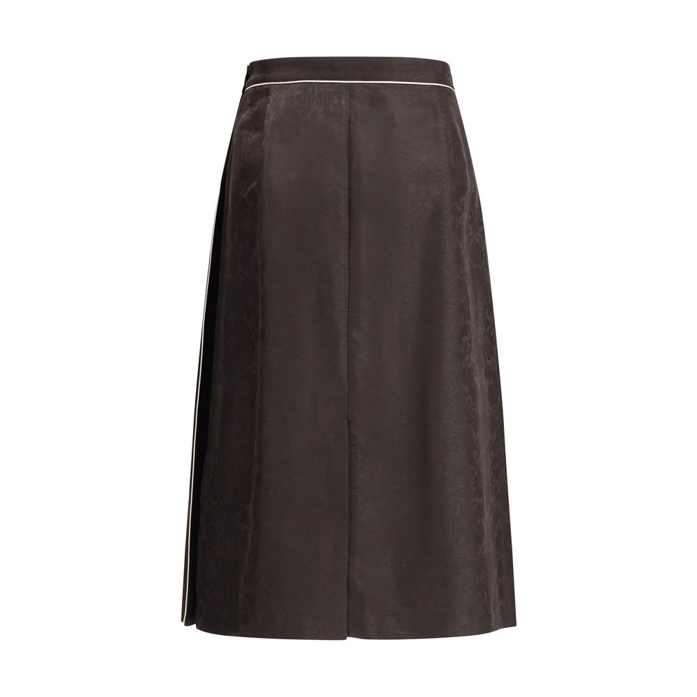 Burberry Brown Silk Midi Skirt