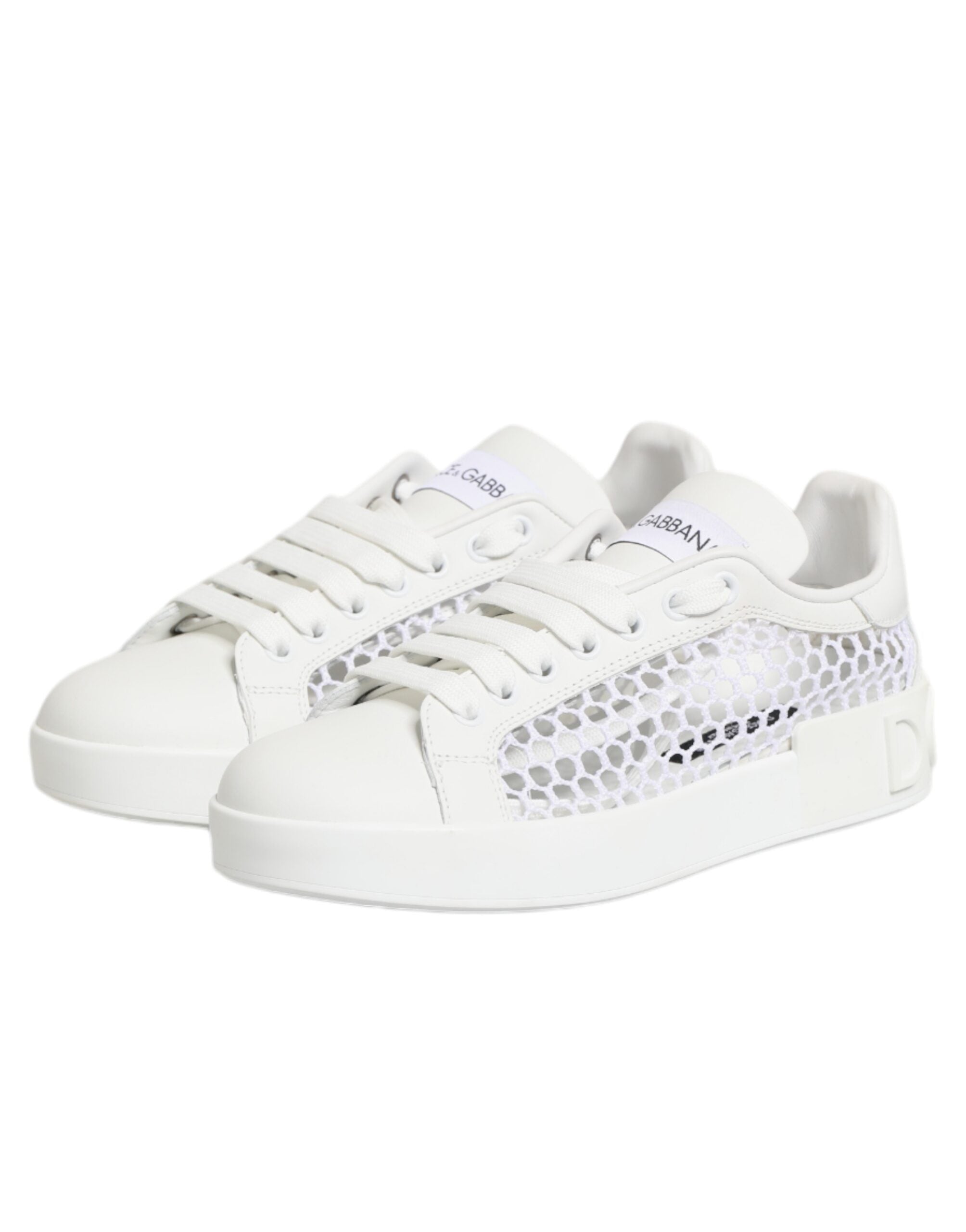 Dolce & Gabbana White Mesh Inserts Low Top Sneakers Shoes