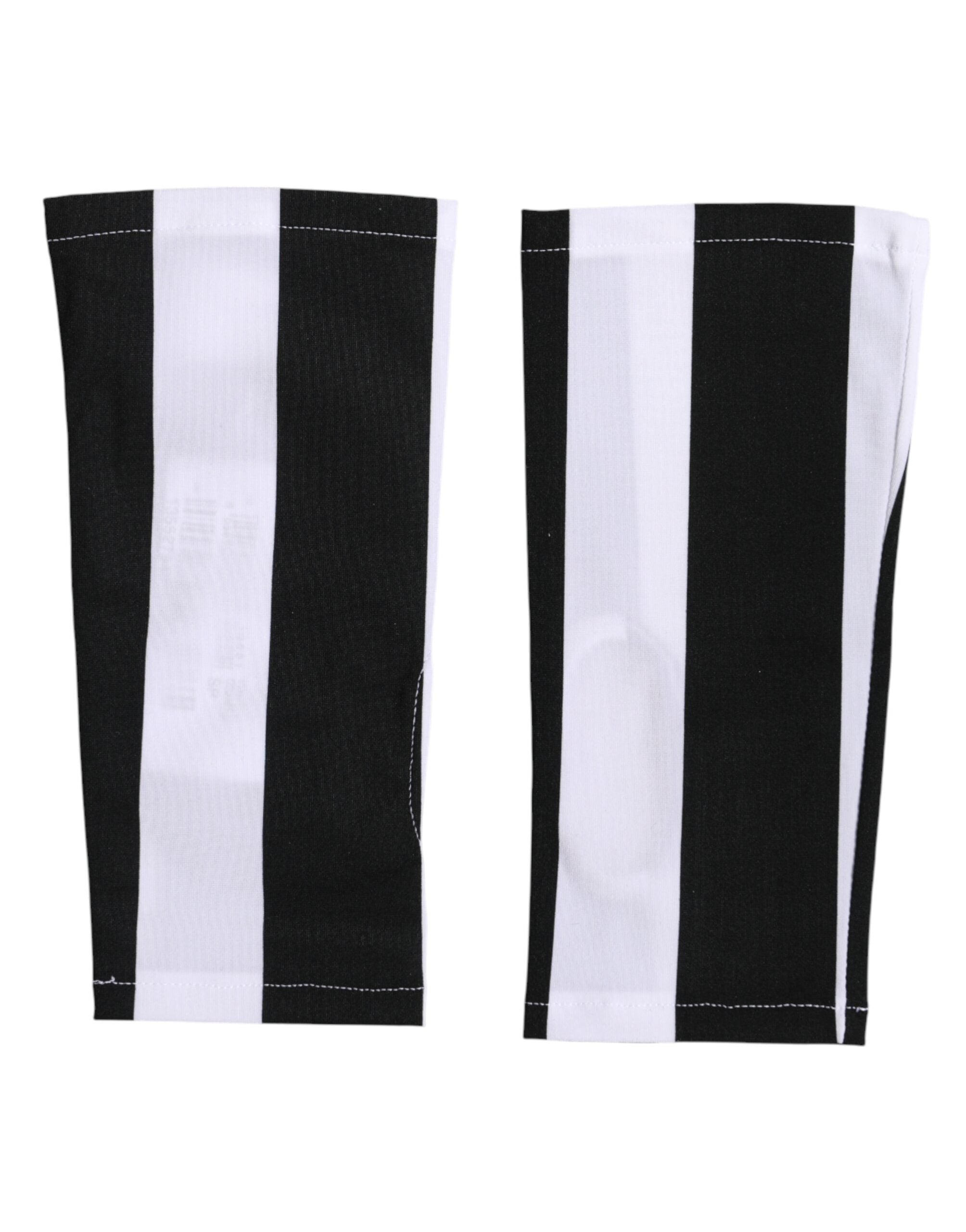 Dolce & Gabbana Black White Nylon Fingerless Wrist Length Gloves