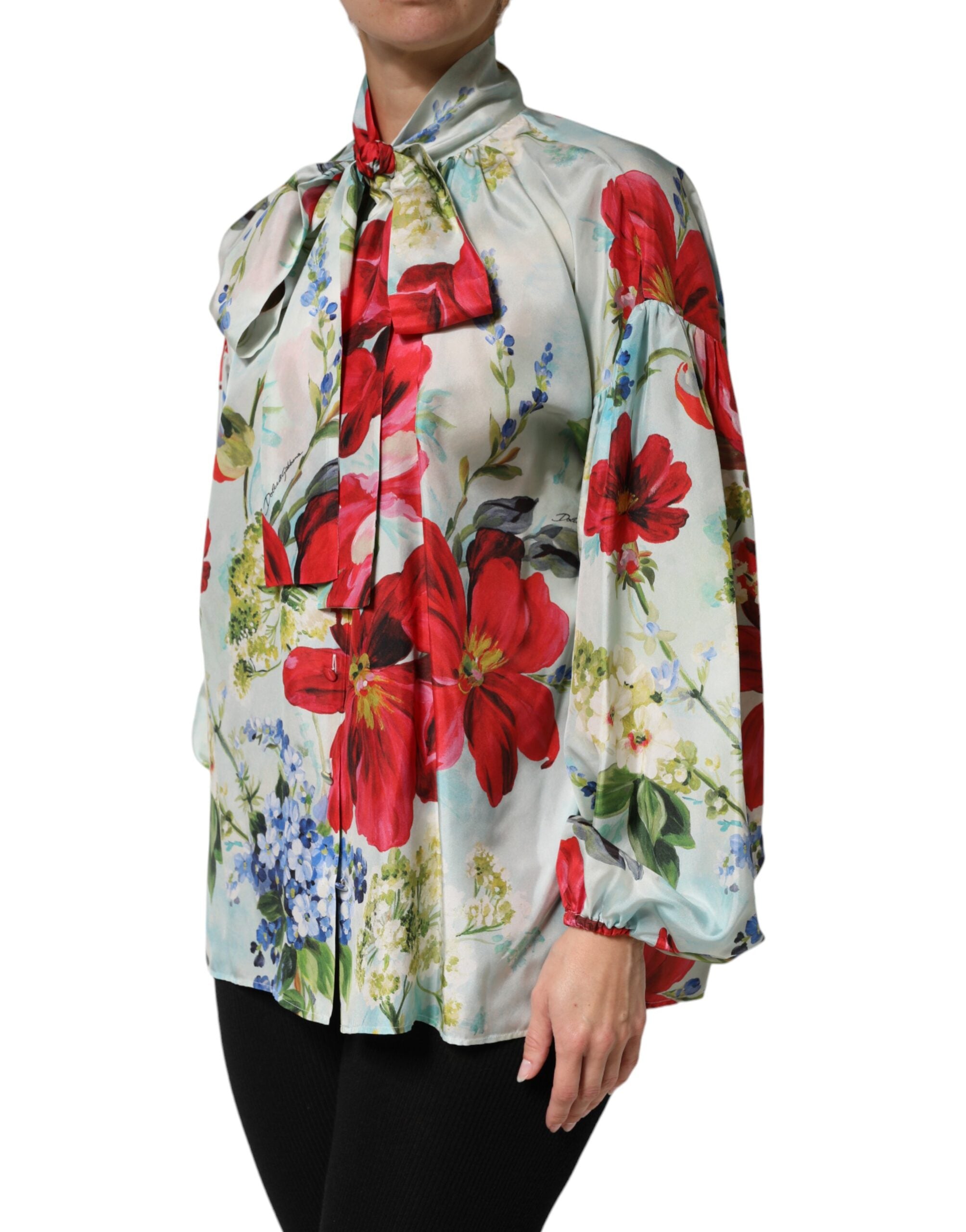 Dolce & Gabbana Multicolor Floral Long Sleeves Blouse Top