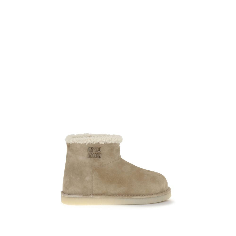 Miu Miu Beige Leather Flat Boots