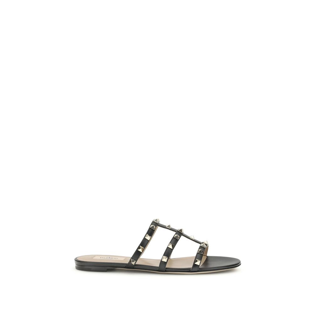 Valentino Garavani Black Calf Leather Bos Taurus Sandals
