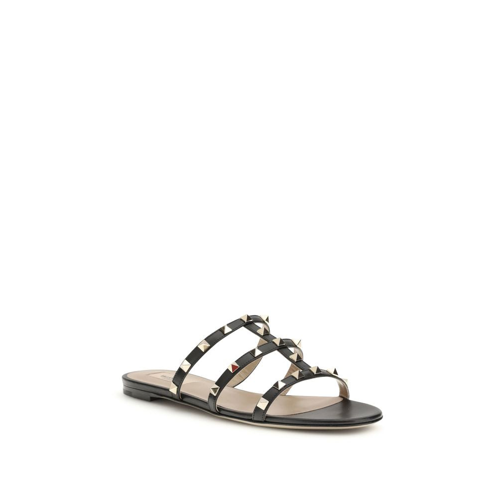 Valentino Garavani Black Calf Leather Bos Taurus Sandals