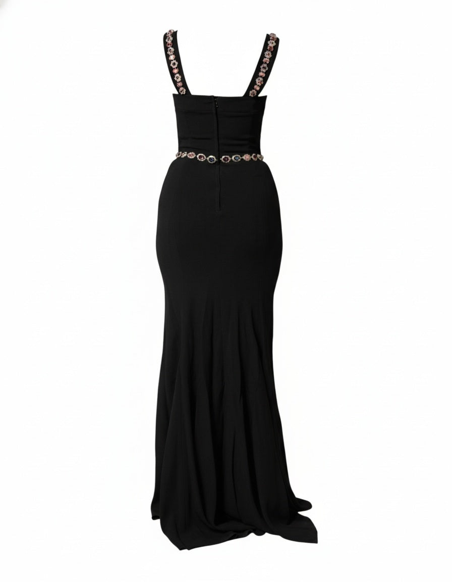 Dolce & Gabbana Black Embellished Sheath MermaidGown Dress