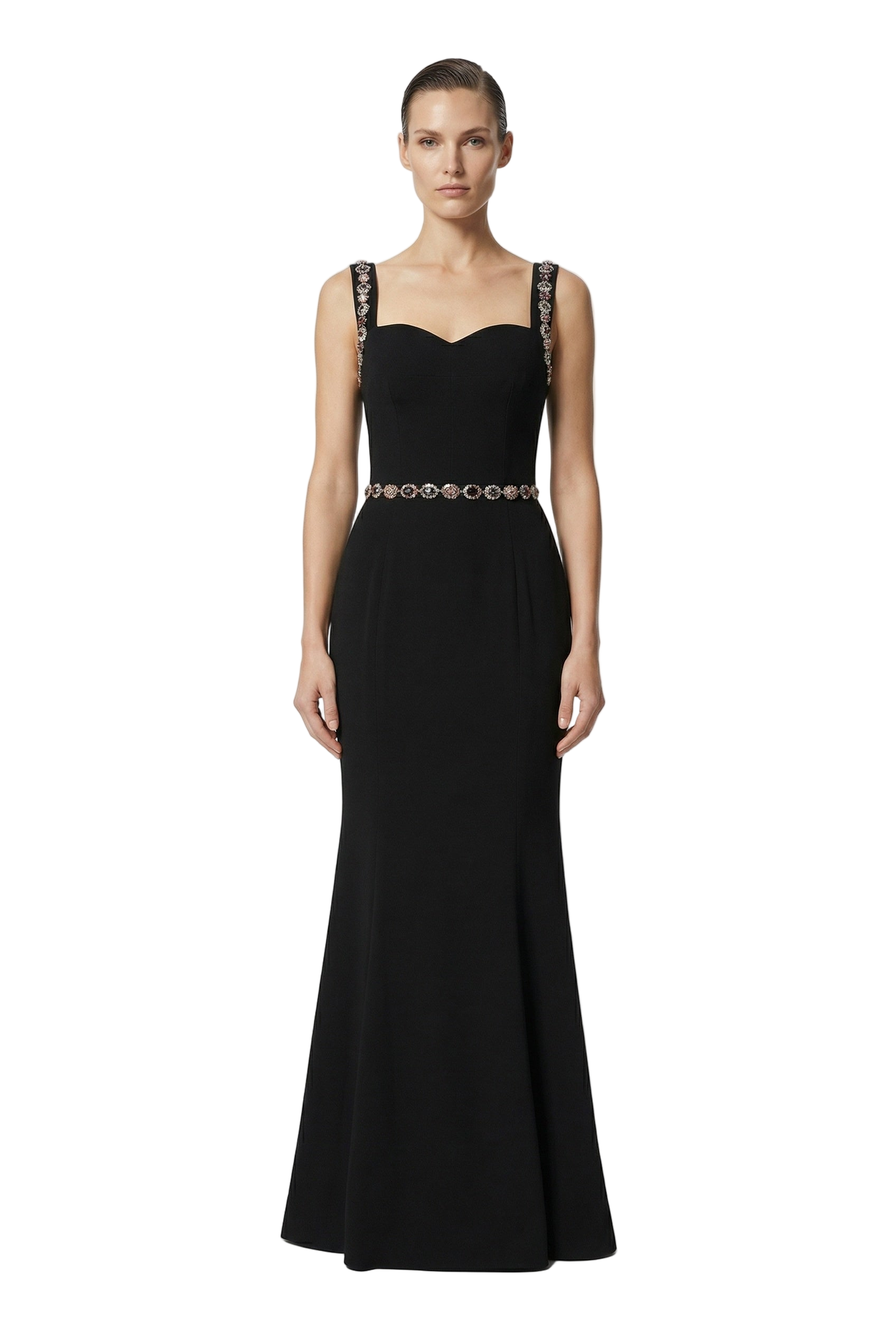 Dolce & Gabbana Black Embellished Sheath MermaidGown Dress